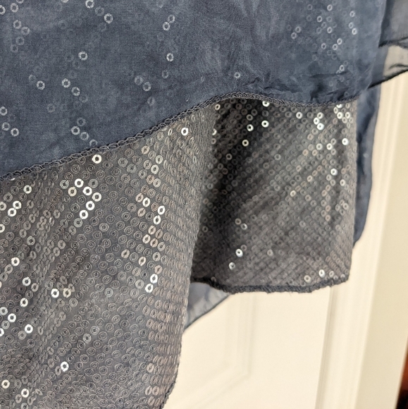 FEMME fatale  Sequin Trim Layered Silk tie dye Top Medium @i - Picture 5 of 9